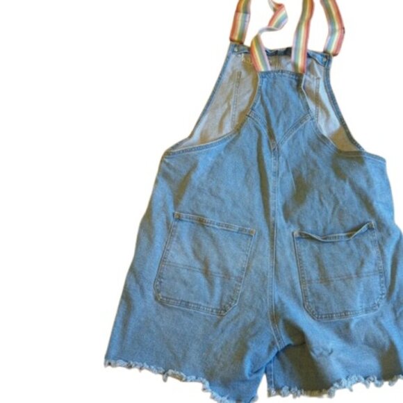 Target Take Pride Womens Short Overalls Queen Embroidered Rainbow Suspenders XL - Picture 3 of 3